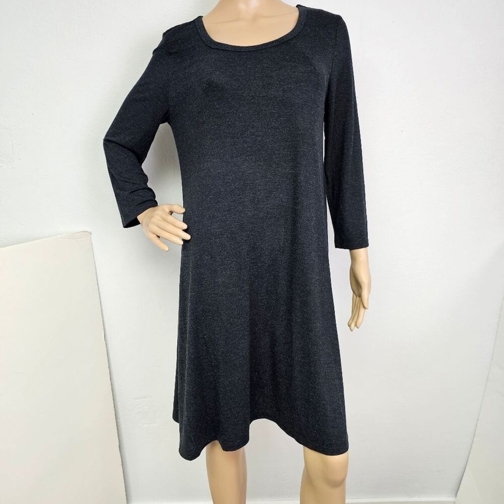Market & Spruce Dress NEW Daniela Knit Black Open Back Sz L Lagenlook Minimalist